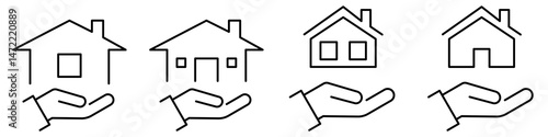 The Symbol of the company for the construction repair and maintenance of the house. Home icon set. Vector illustration. 