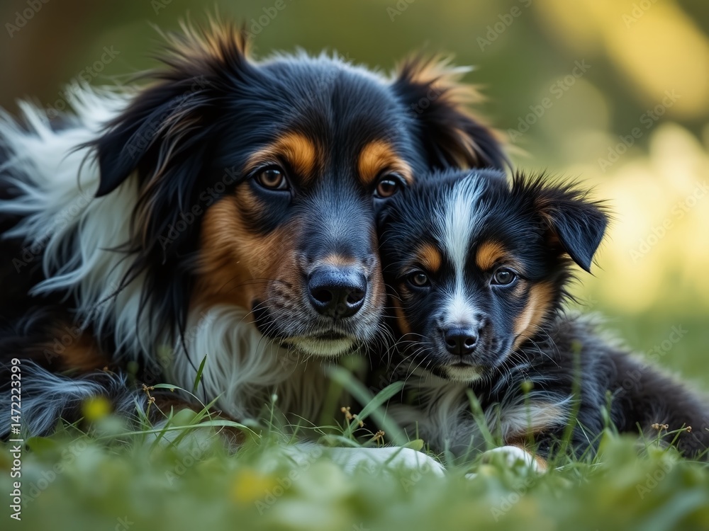 Dog Mom and Pup, Stock Image Background Dog Mom and Pup, Stock Image Background