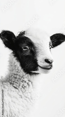 black and white sheep white background