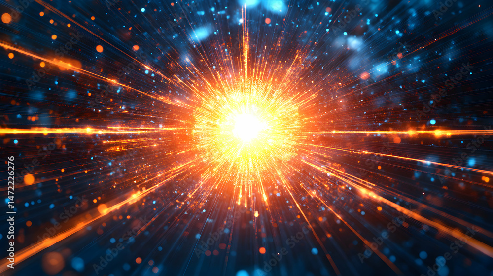 Fototapeta premium Bright Explosion of Light and Color in Abstract Cosmic Background