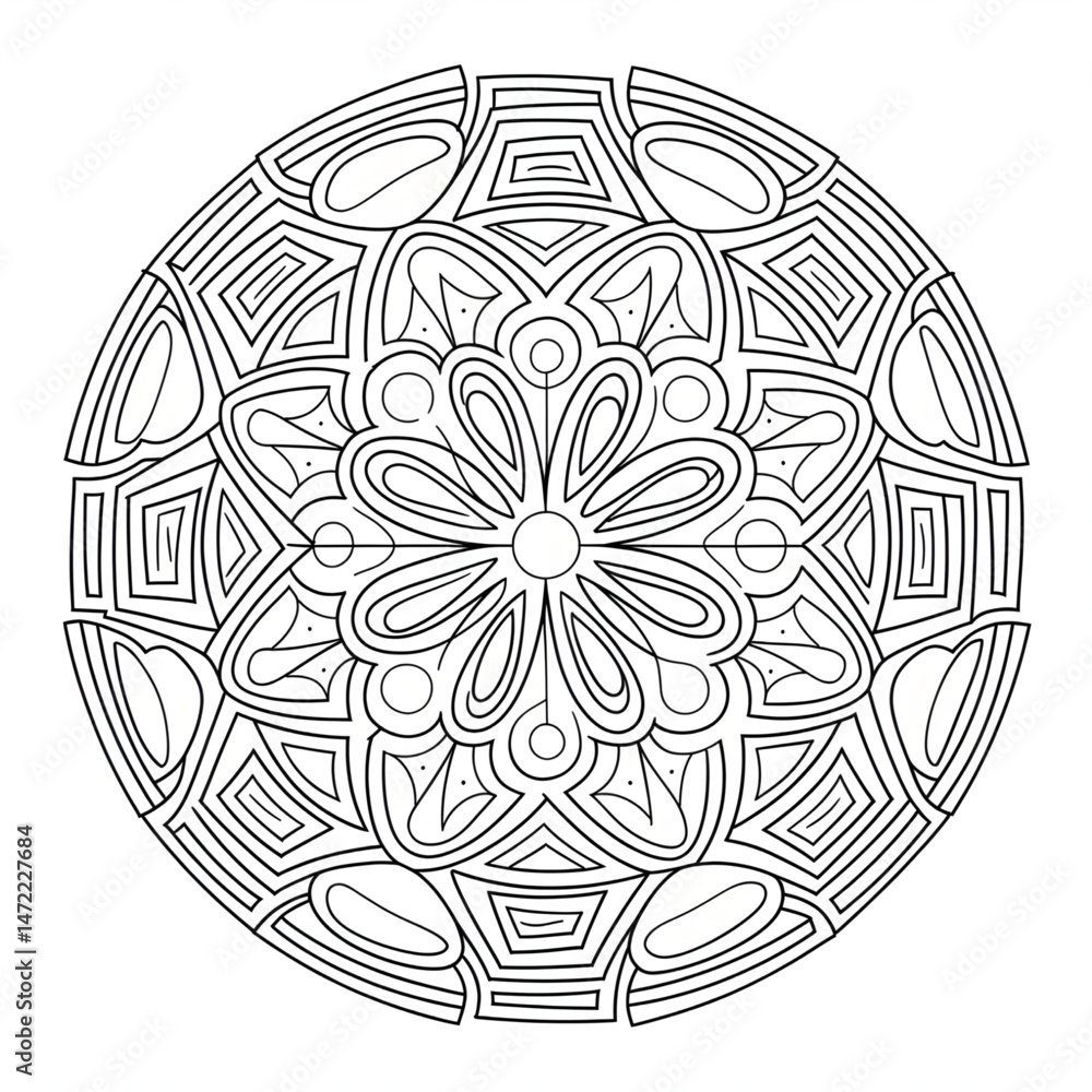 Fototapeta premium round ornamental round pattern coloring page 