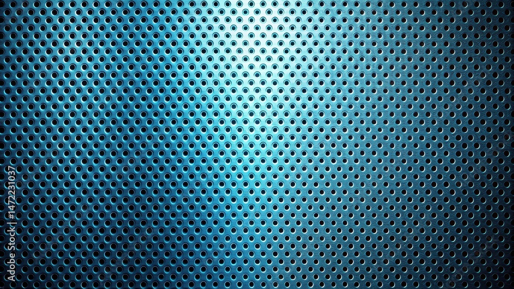 Abstract Teal Perforated Metal Texture Background with Circular Holes Abstract Teal Perforated Metal Texture Background with Circular Holes