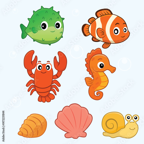 Cartoon Sea Creatures Collection Volume 2