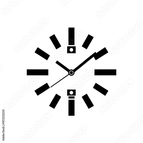 Abstract modern clock icon with extended ticks for time tracking and punctuality