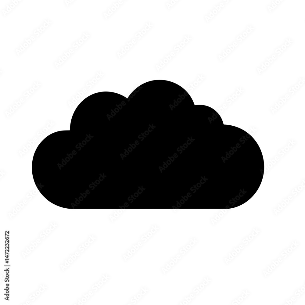 Puffy and rounded black cloud icon symbolizing weather forecast or digital storage Puffy and rounded black cloud icon symbolizing weather forecast or digital storage