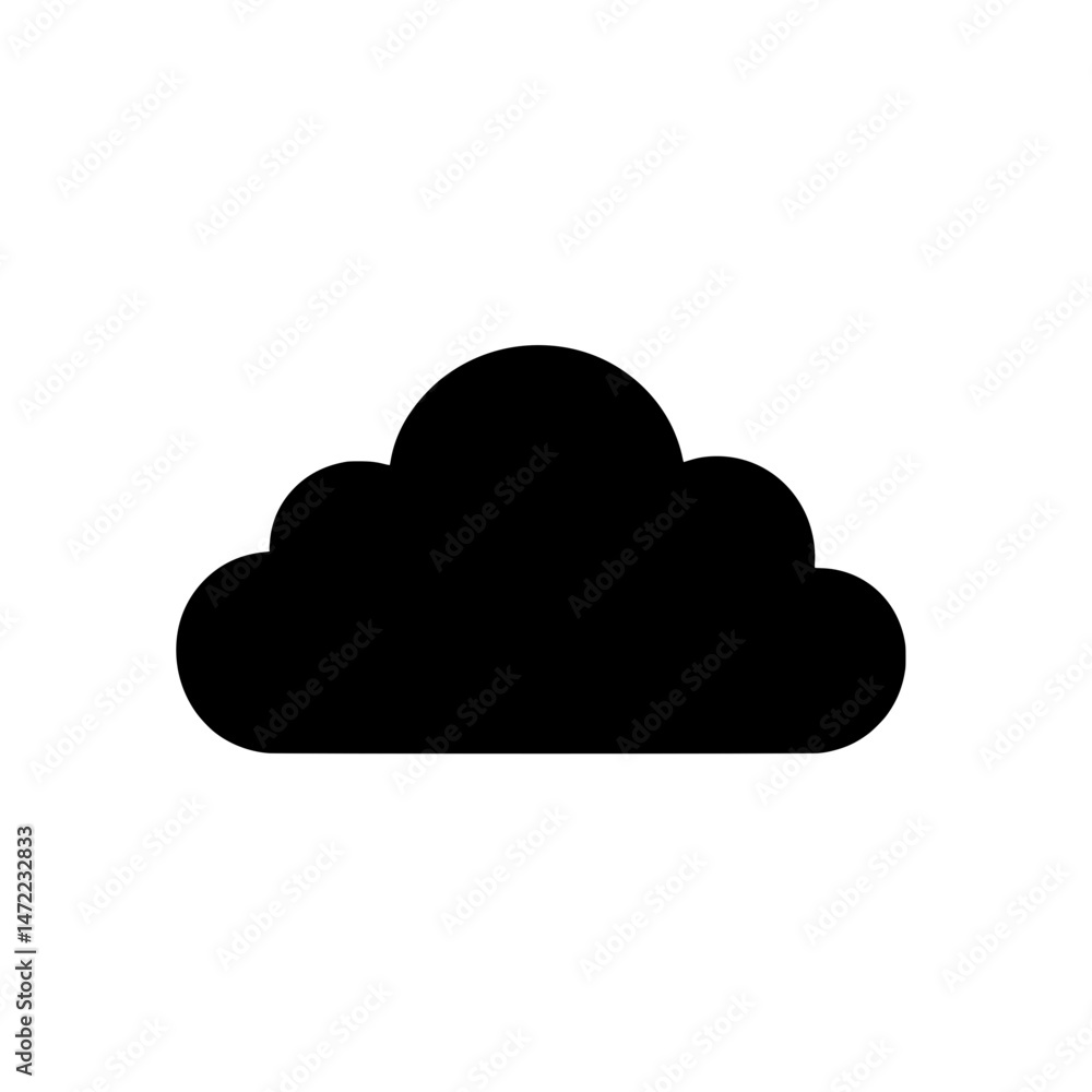 Simple black cloud icon representing digital cloud storage or weather Simple black cloud icon representing digital cloud storage or weather