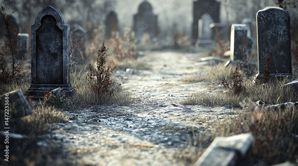 Obraz premium Frosted cemetery path