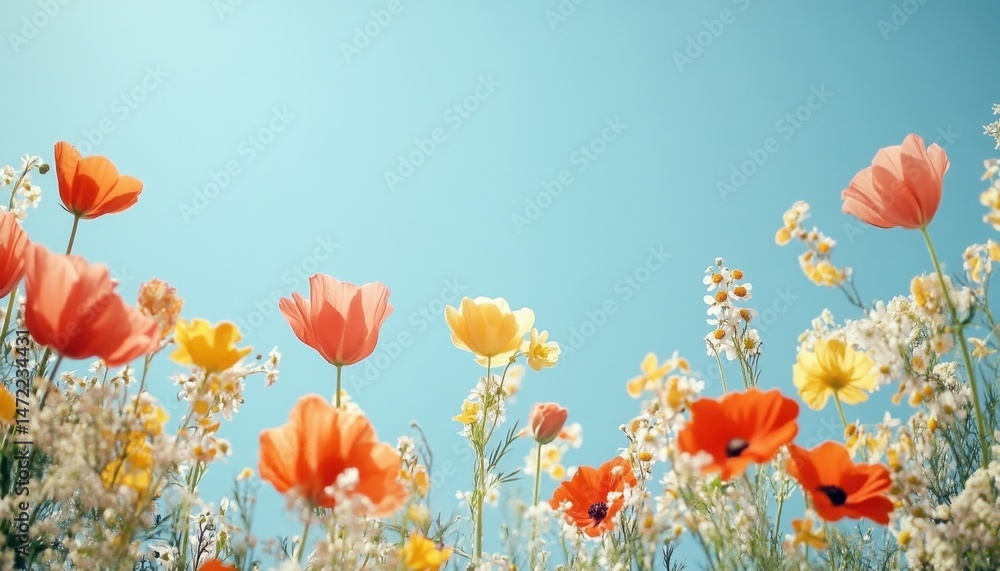 Vibrant Wildflower Meadow in Sunny Summer Day Vibrant Wildflower Meadow in Sunny Summer Day
