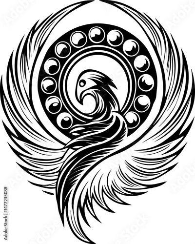 SVG vector of coral reef restoration showing marine life. Elegant Black and White Reaper with Moon and Blade Design