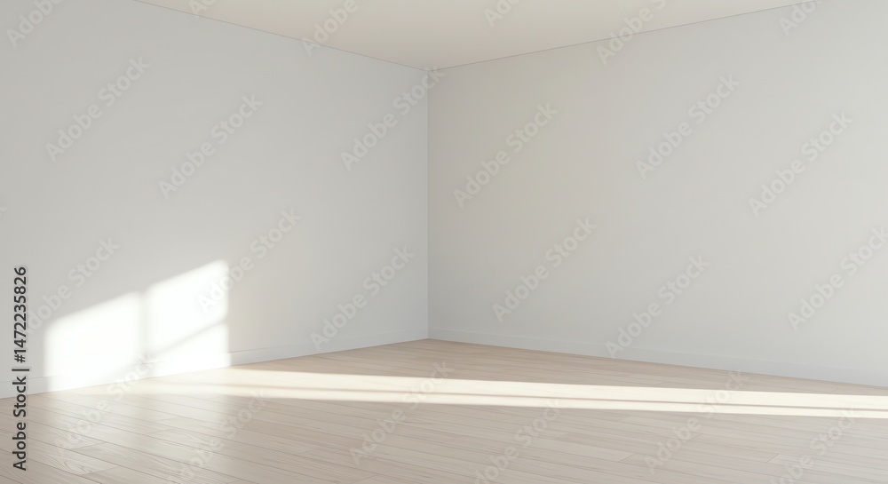 Obraz premium Empty white room corner interior with light