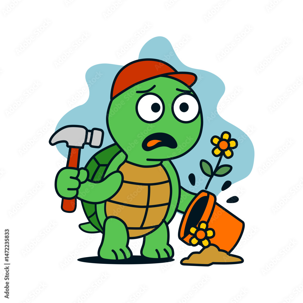 Obraz premium angry turtle fillustration cartoon character