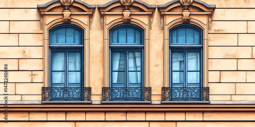 Fototapeta premium Classic Building Facade with Windows