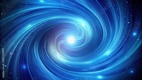 Abstract swirling cosmic energy with bright blue nebula and glowing stars
