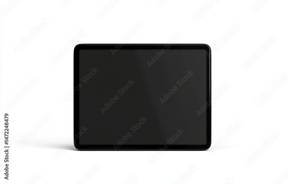 A sleek, black tablet computer with a blank screen sits on a white background, ready for your app or website design. : Generative AI A sleek, black tablet computer with a blank screen sits on a white background, ready for your app or website design. : Generative AI