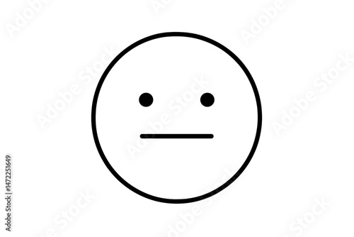 Minimalist vector icon of a neutral face expressing indifference for digital projects and design elements