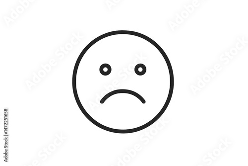 Simple vector icon depicting a sad face expressing disappointment or unhappiness in a minimalistic style