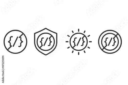 Icon set illustrating concepts of security, protection, and prevention against coding errors in software development