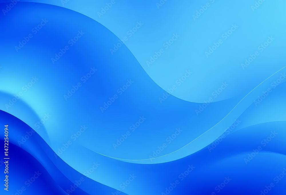 Fototapeta premium Abstract blue gradient backdrop with elegant, flowing shapes and ample negative space, dynamic, fluid