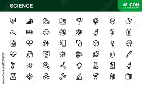 Science Themed Icon Pack. Clean, Vector-Based Designs for Educational and Scientific Projects