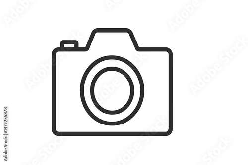 Simple vector icon of a camera representing photography, capturing moments, and visual storytelling in digital design