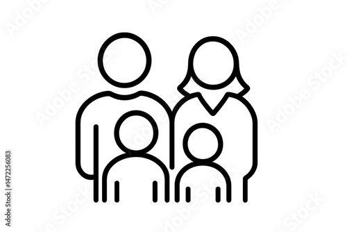 Family vector icon representing togetherness and connection among parents and children in a simple design