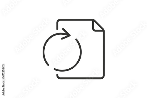 Refresh symbol on a document vector icon for illustrating data updates or file revisions