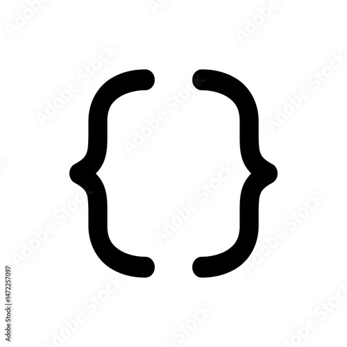 Illustration of a pair of black curly brackets facing each other on a white background in simple style