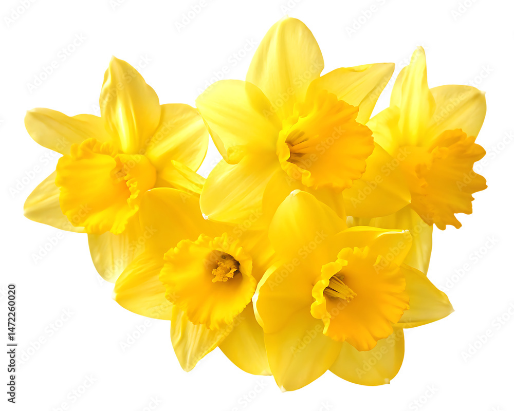 Fototapeta premium yellow daffodil flowers isolated on white background PNG