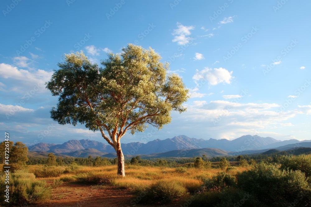 Lonely Tree Amidst Vast Mountain Range Lonely Tree Amidst Vast Mountain Range