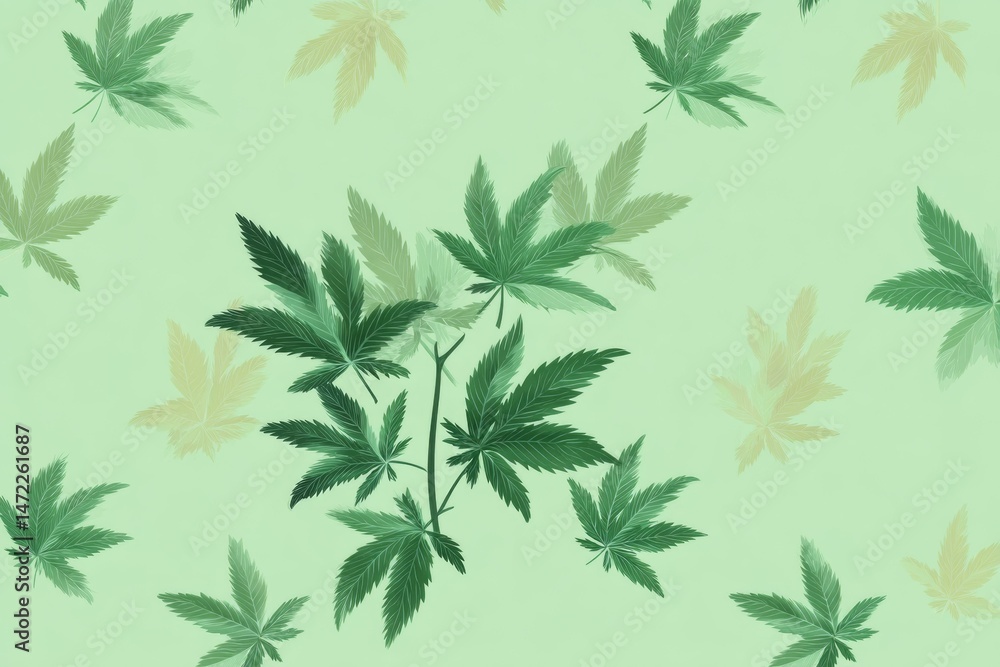 Cannabis Leaf Pattern Background Design Cannabis Leaf Pattern Background Design