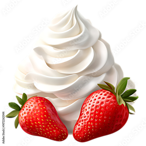 Whipped cream and strawberries