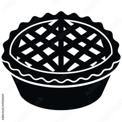 Delicious black and white vector illustration of a homemade lattice pie crust