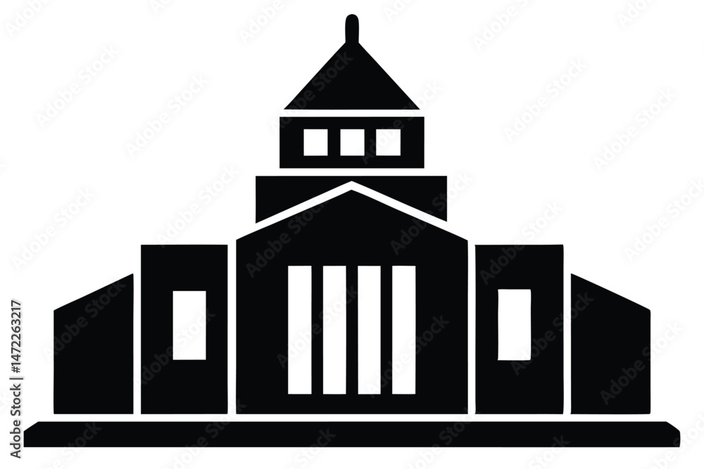 Fototapeta premium Simplified black and white illustration of a courthouse building architectural design
