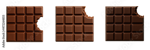collection chocolate bar isolated on transparent backgroudn