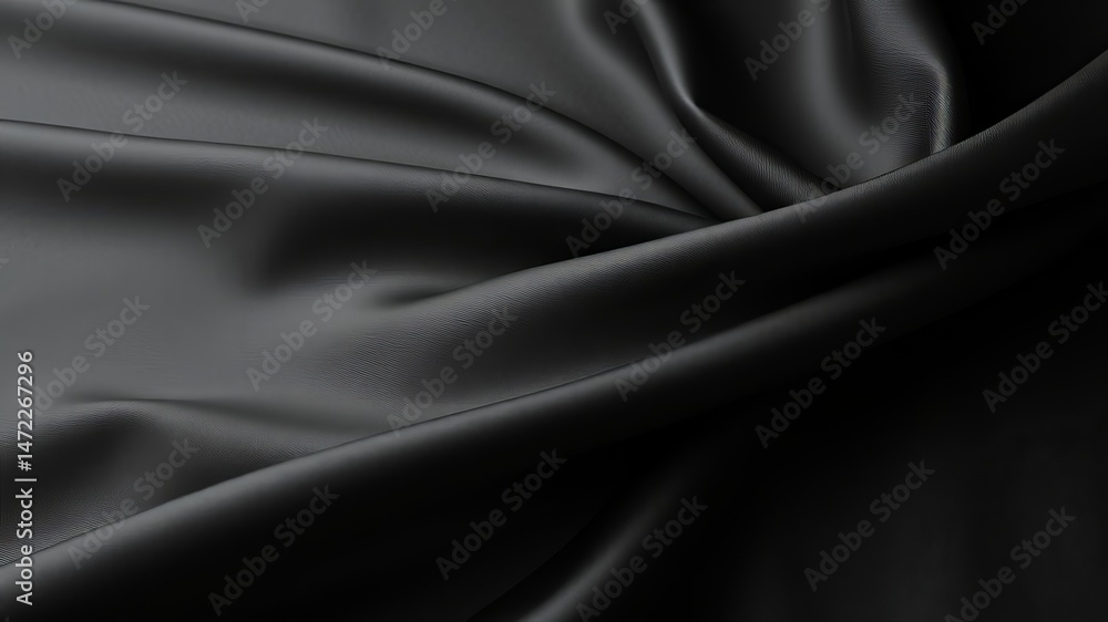 Fototapeta premium Luxurious dark gray silk fabric with elegant folds and soft draping creating a sophisticated background texture.