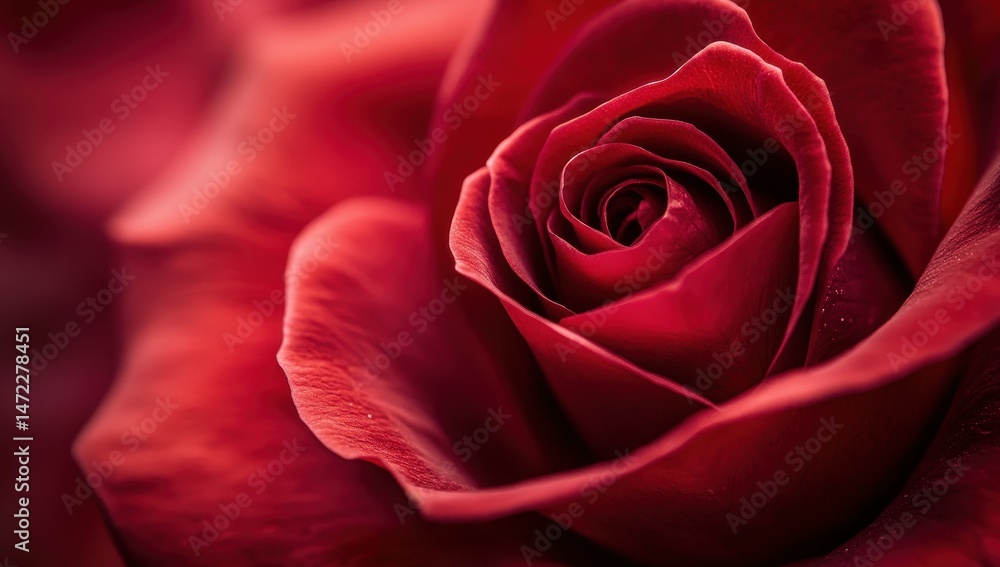 Close-Up of a Vibrant Red Rose Petal with Detailed Texture on a Soft Focus Background Highlighting Its Natural Beauty and Elegance in a Romantic Setting Close-Up of a Vibrant Red Rose Petal with Detailed Texture on a Soft Focus Background Highlighting Its Natural Beauty and Elegance in a Romantic Setting