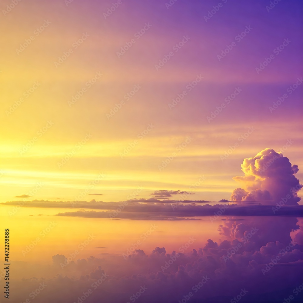 Fototapeta premium Vibrant Yellow Sky with Dramatic Clouds