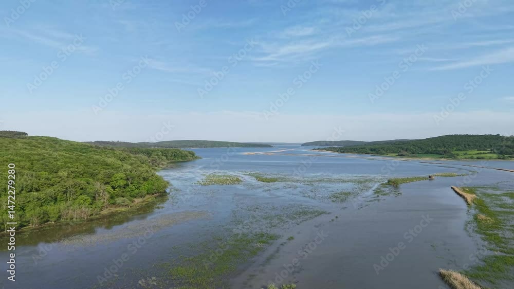Aerial view of the beautiful lake Aerial view of the beautiful lake