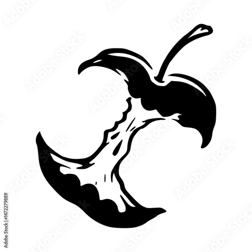 bitten apple core vector illustration