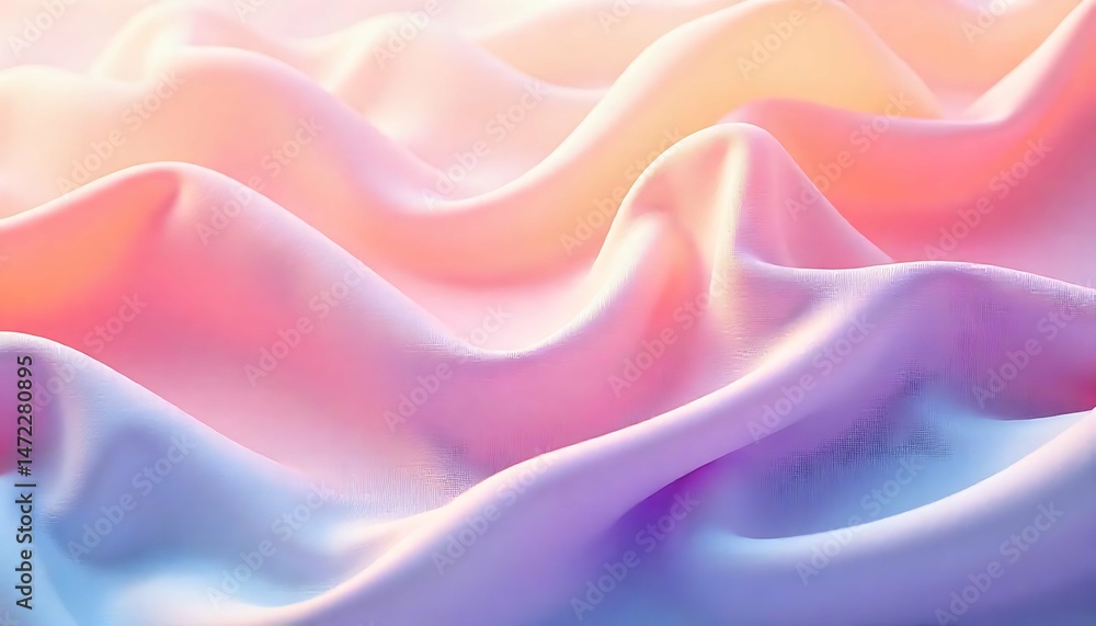 Fototapeta premium Pastel Gradient Silk Fabric Close-Up with Soft Folds
