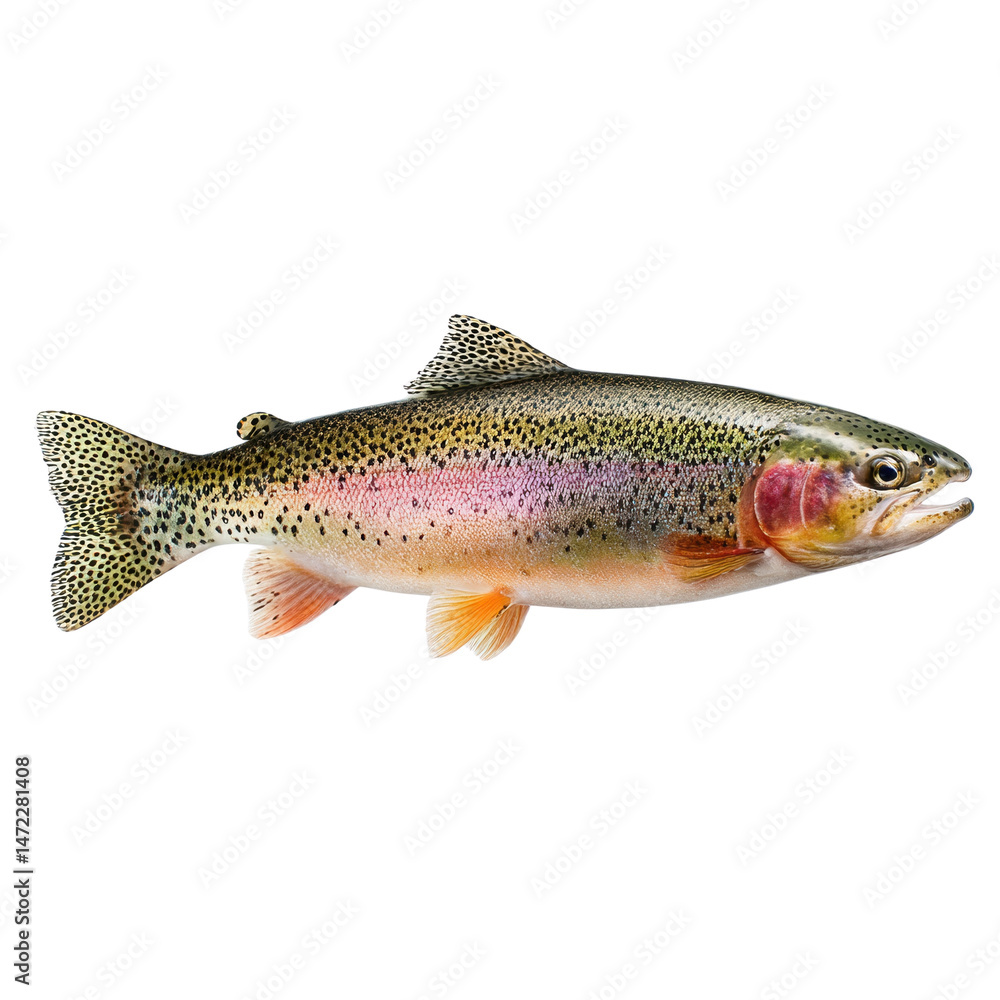 Naklejka premium Captivating Rainbow Trout Display on Black Background