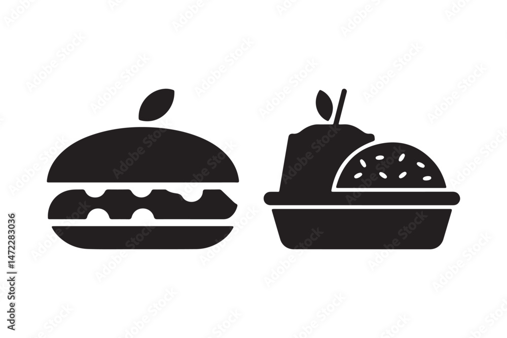 Fast Food Icon Set Burger and Takeout Meal Silhouette Clipart Fast Food Icon Set Burger and Takeout Meal Silhouette Clipart
