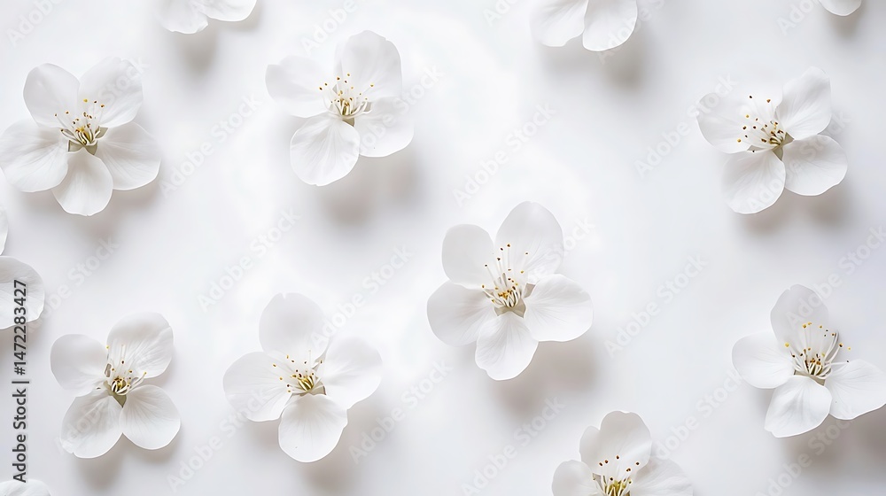 Fototapeta premium White Blossom Cascade: Delicate Floral Simplicity