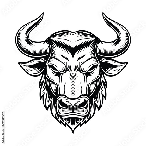 antique monochrome bull head