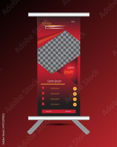 Black and red rollup design vector.