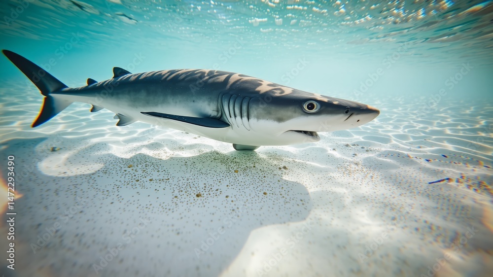 Fototapeta premium Gentle Shark in Warm Bahamian Sands