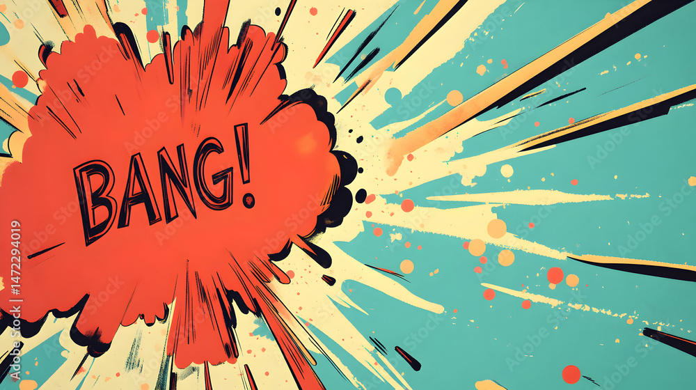 Obraz premium Vibrant Comic Style Explosion with Bang Text and Bright Colors