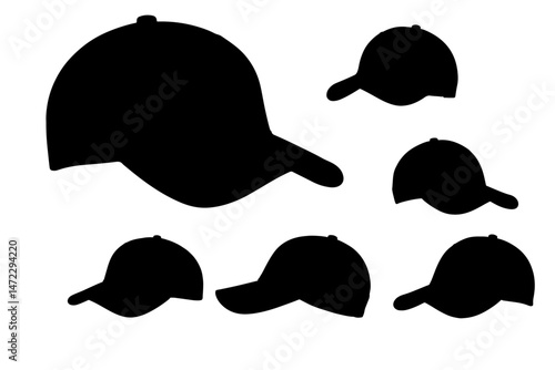 caps silhouette Set of baseball caps silhouette art