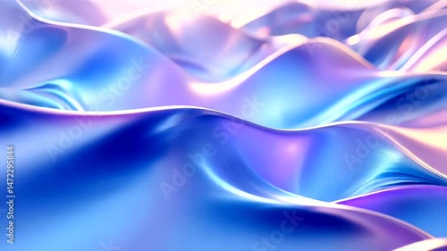 Wallpaper Mural Flowing, iridescent metallic surface in shades of blue, purple, and pink, with luminous highlights and smooth waves Torontodigital.ca