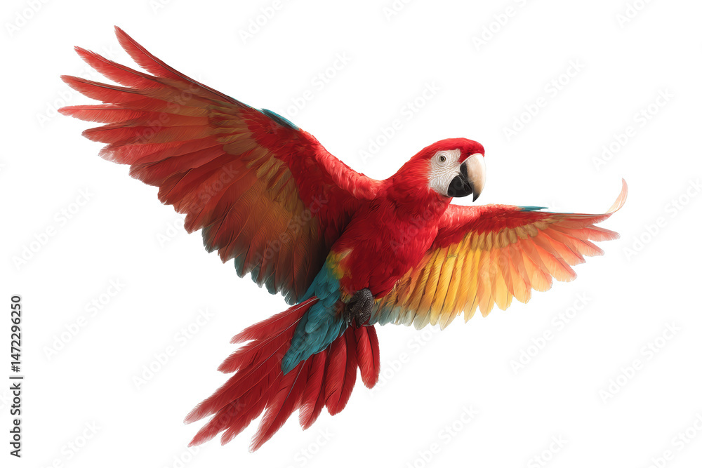 Obraz premium [Transparent Background PNG]Beautiful Scarlet Macaw in Flight